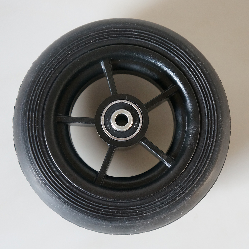 Rubber wiel 140 x 40 naaf lengte 46 mm zwarte band - Afbeelding 2